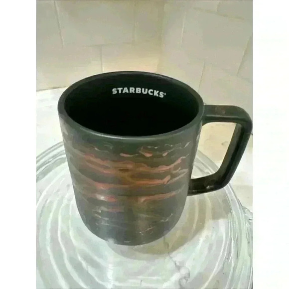 Copper and Green Starbucks Coffee Tea Mug 12oz Dishwasher Safe Swirl Wave Mug - Picture 3 of 14